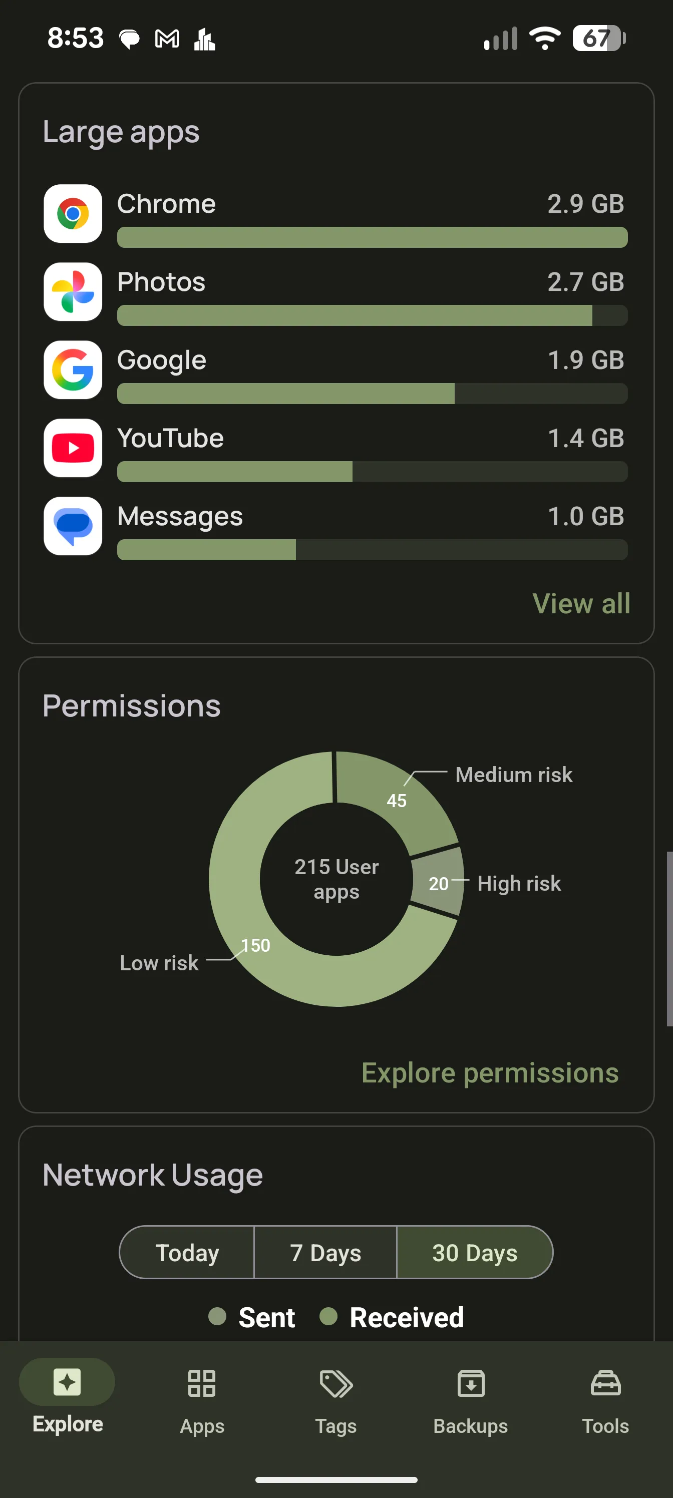 AppDash Explore dashboard with insight cards